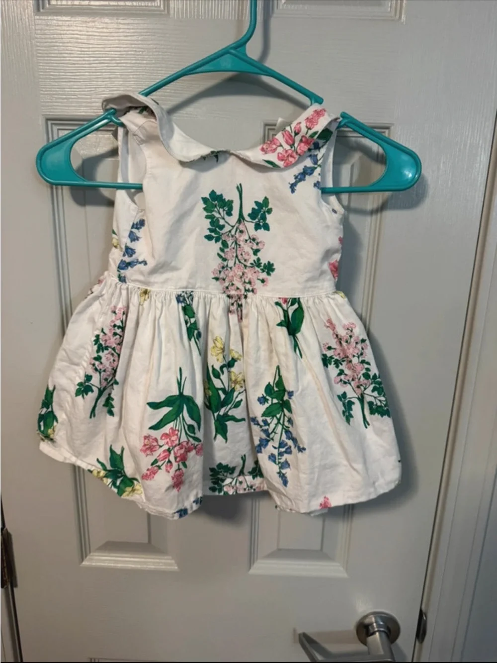 Carter's White Floral Cotton Casual Dress with Green and Pink Accents